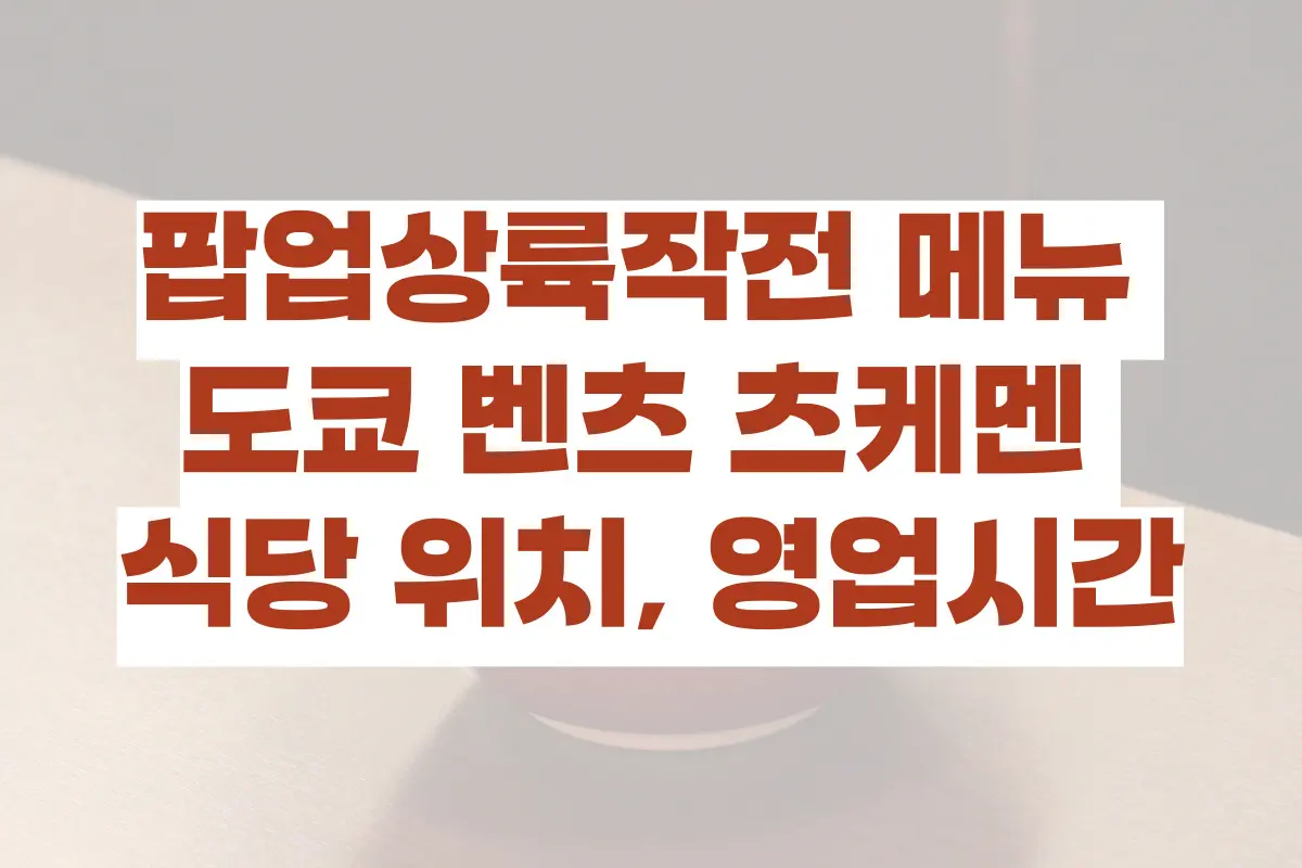 팝업상륙작전 메뉴 도쿄 벤츠 츠케멘 식당위치 영업시간