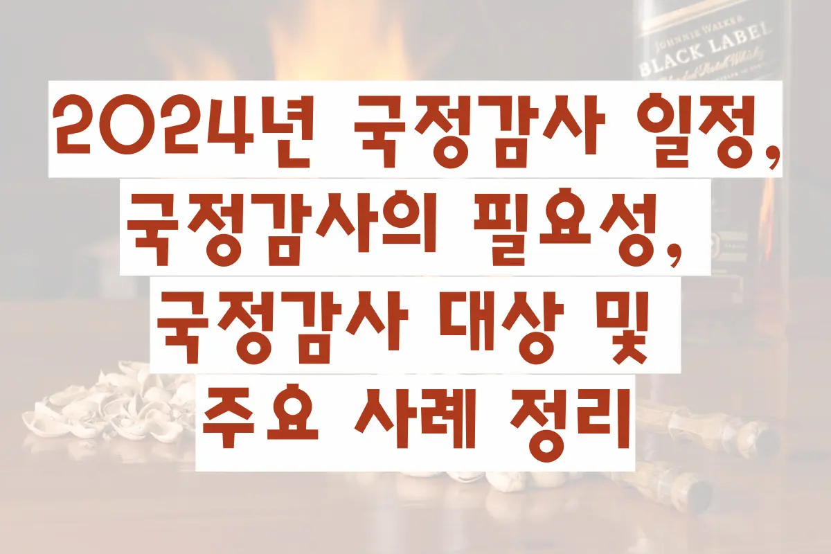 2024년 국정감사 일정, 국정감사의 필요성, 국정감사 대상 및 주요 사례 정리