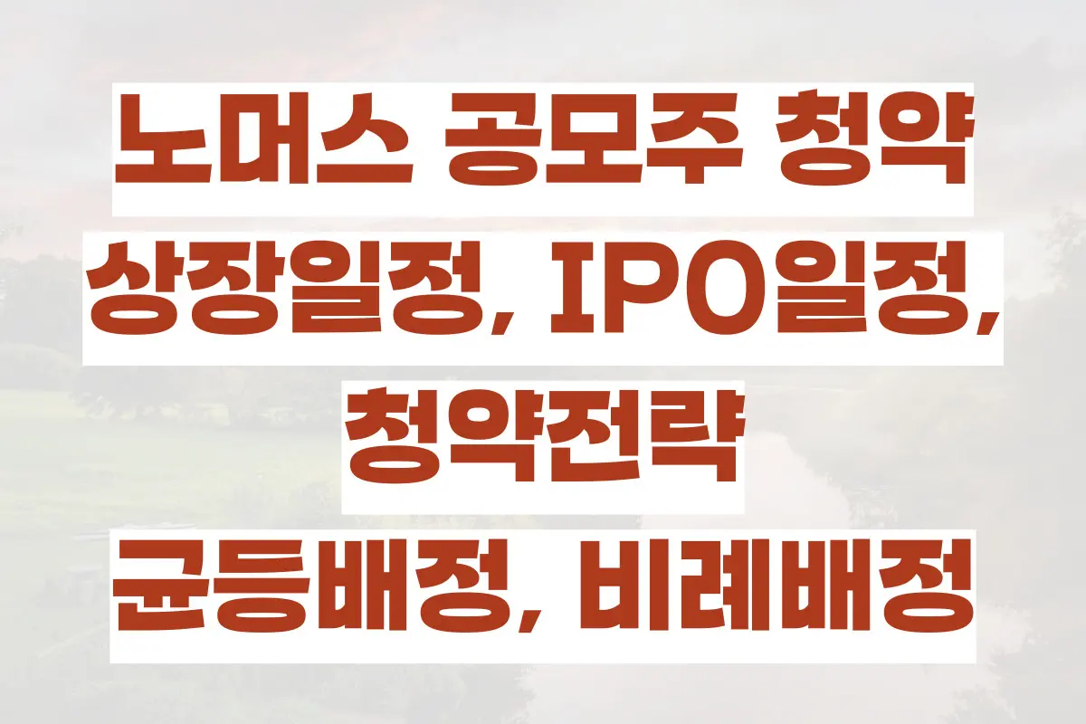 노머스 공모주 청약, 상장일정, IPO일정, 청약전략 (균등배정, 비례배정)