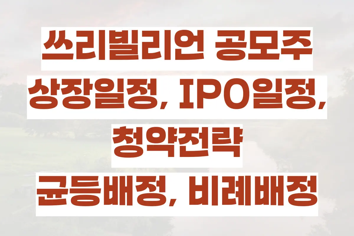 쓰리빌리언 공모주 청약, 상장일정, IPO일정, 청약전략 (균등배정, 비례배정)