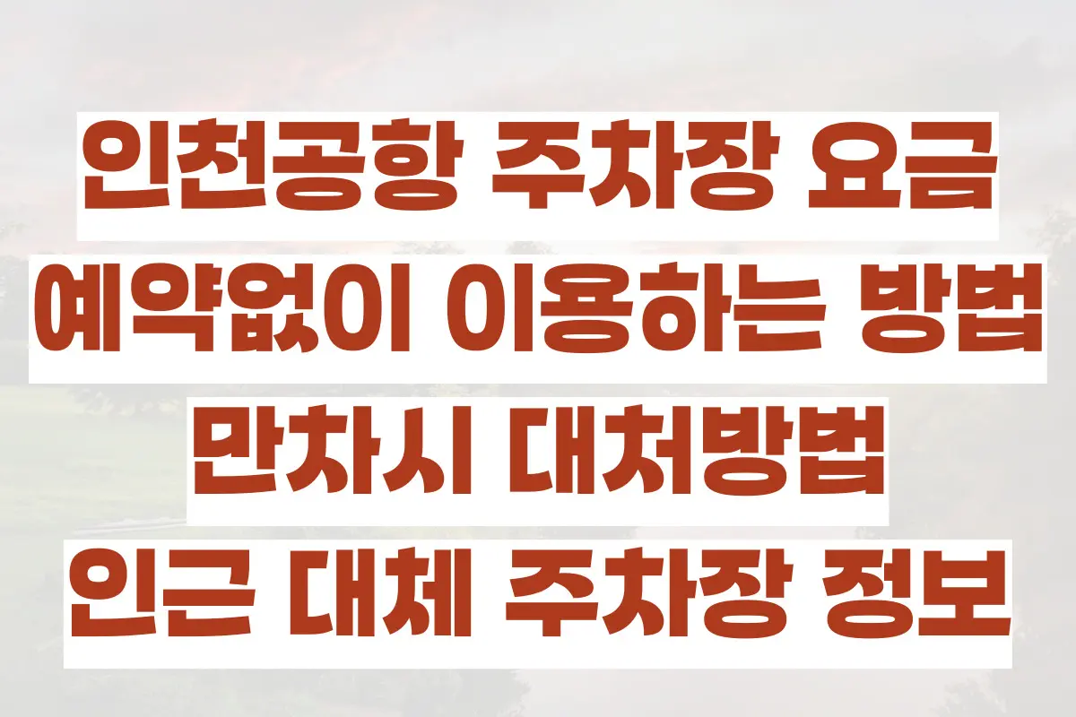 인천공항 주차장 요금, 예약없이 이용하는 방법, 만차시 대처방법, 인근 대체 주차장 정보