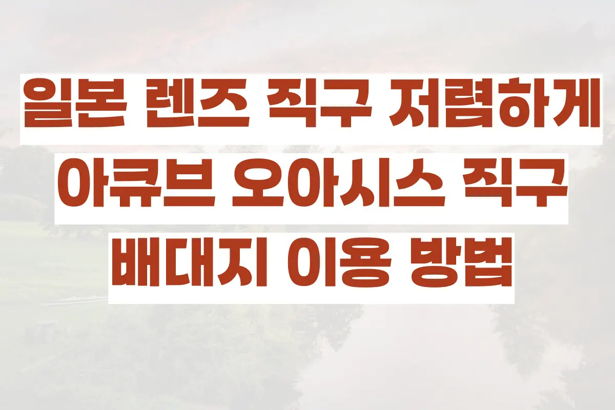 일본 렌즈 직구 저렴하게 직구 하는 방법, 아큐브 오아시스 직구 후기, 배대지 이용 방법