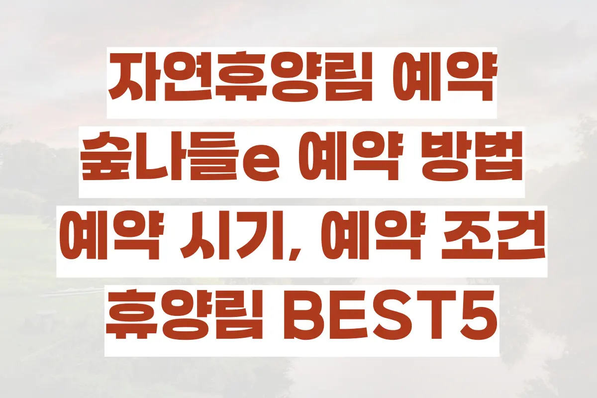 자연휴양림 예약, 숲나들e, 숲나들e 예약 방법, 예약 시기, 예약 조건, 휴양림 BEST5