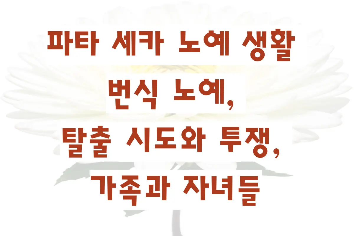 파타 세카 노예 생활 번식 노예, 탈출 시도와 투쟁, 가족과 자녀들 정리