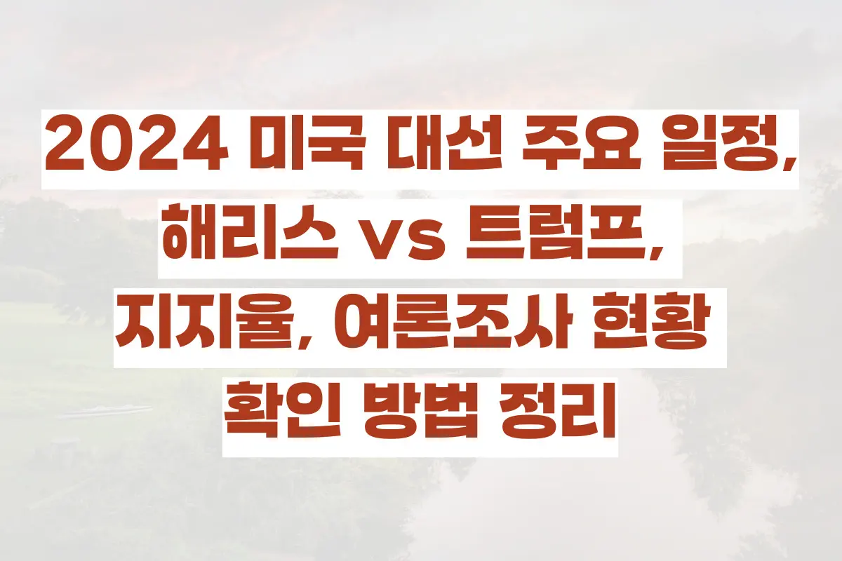 2024 미국 대선 주요 일정, 해리스 vs 트럼프, 지지율, 여론조사 현황 확인 방법 정리