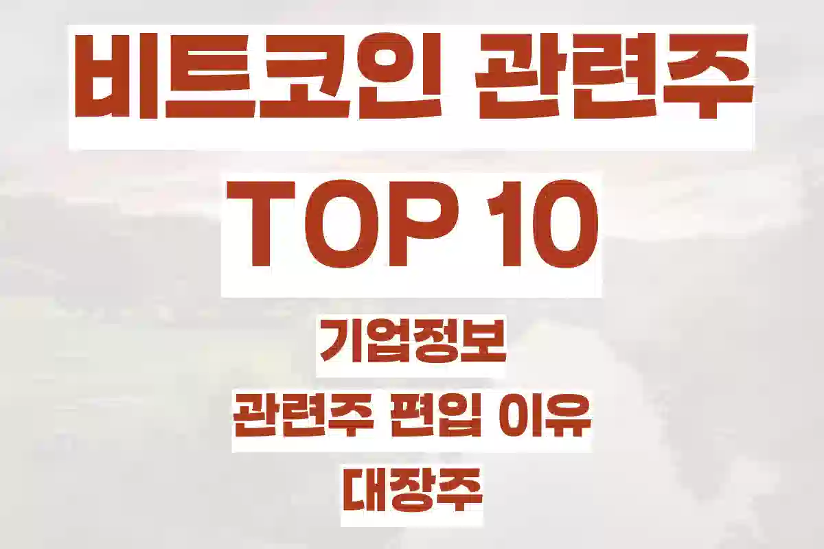 비트코인 관련주 TOP 10 기업정보, 관련주 편입 이유 정리, 대장주