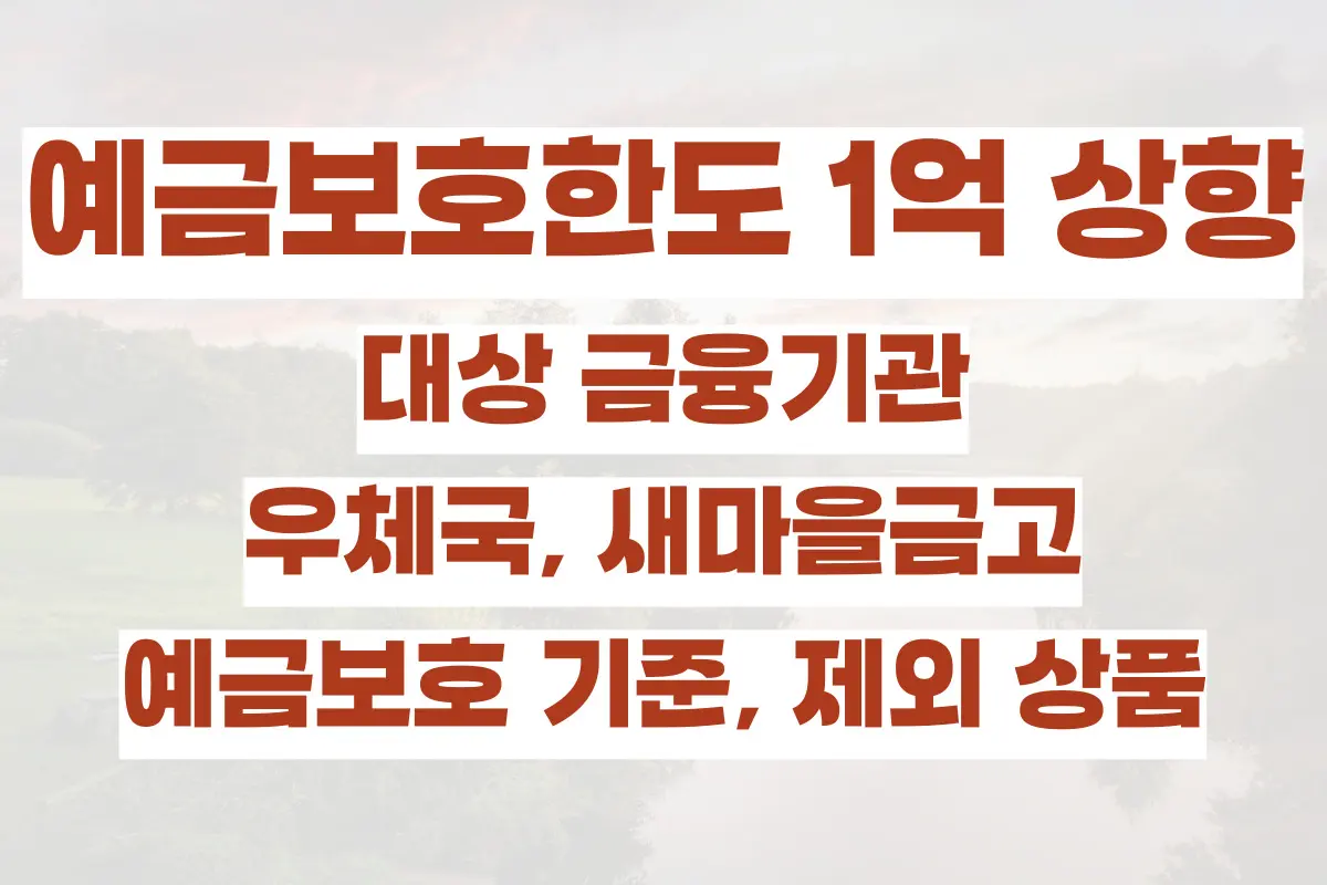 예금보호한도 1억 상향, 대상 금융기관, 우체국, 새마을금고 예금보호 기준, 제외 상품