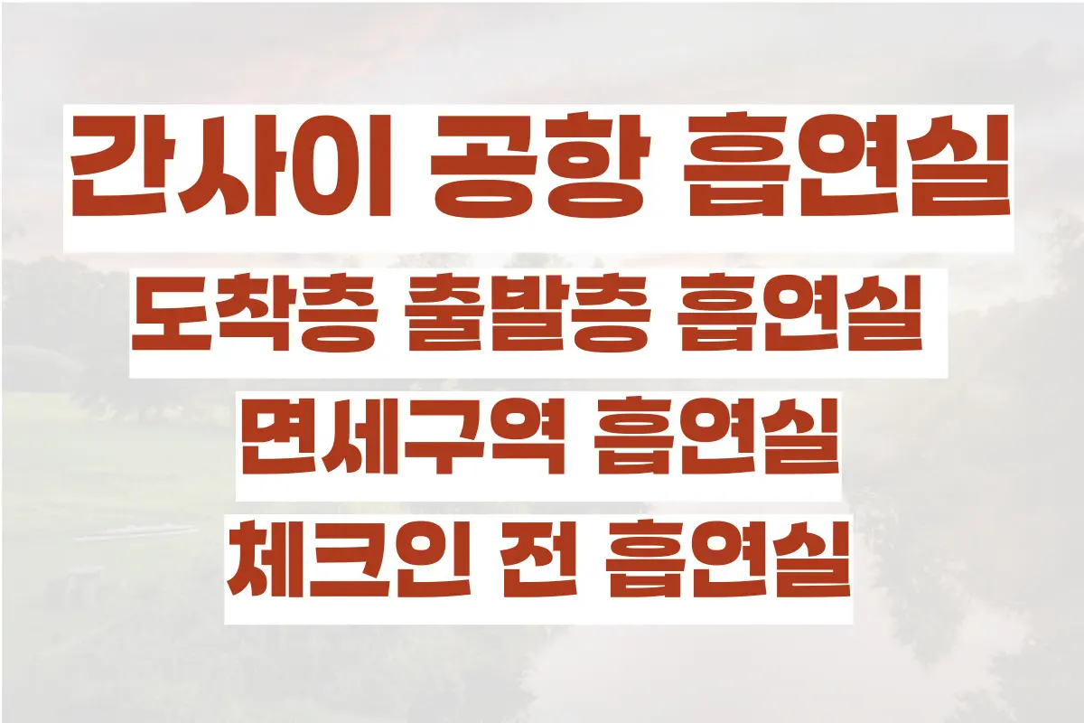 오사카 간사이 공항, 도착층 출발층 흡연실, 면세구역 흡연실, 체크인 전 흡연실 정리