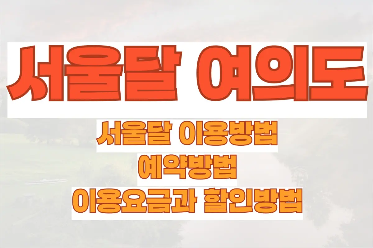 서울달 이용방법, 예약방법, 이용요금과 할인방법 총 정리