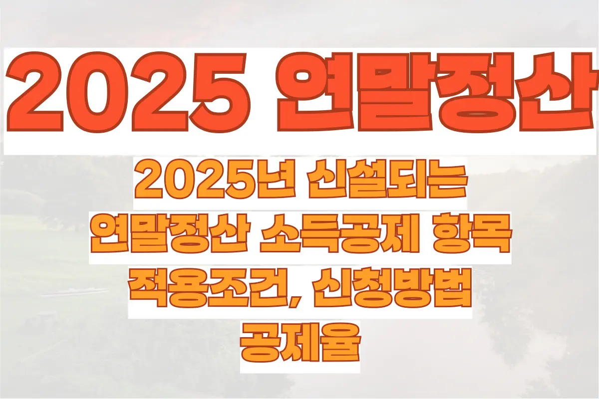 2025년 신설되는 연말정산 소득공제 항목, 적용조건, 신청방법, 공제율