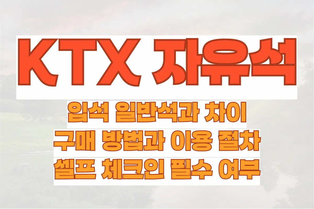 KTX 자유석, 입석 일반석과 차이, 구매 방법과 이용 절차, 셀프 체크인 필수 여부