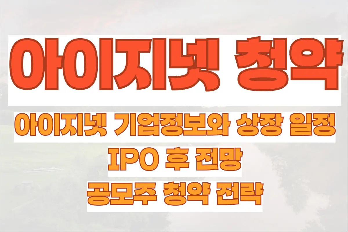 아이지넷 기업정보와 상장 일정, IPO 후 전망 및 공모주 청약 전략