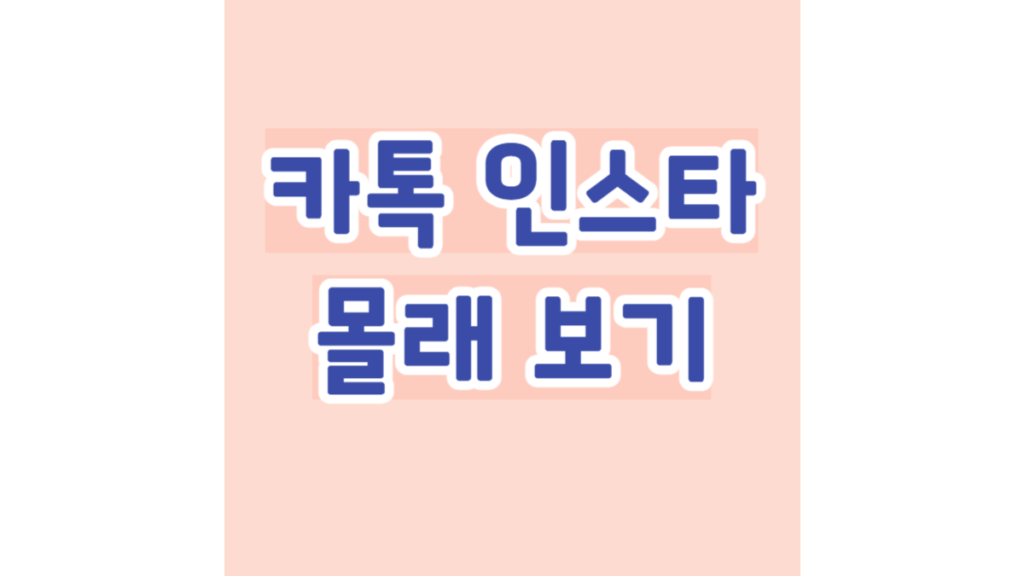 카톡 인스타 몰래 보기