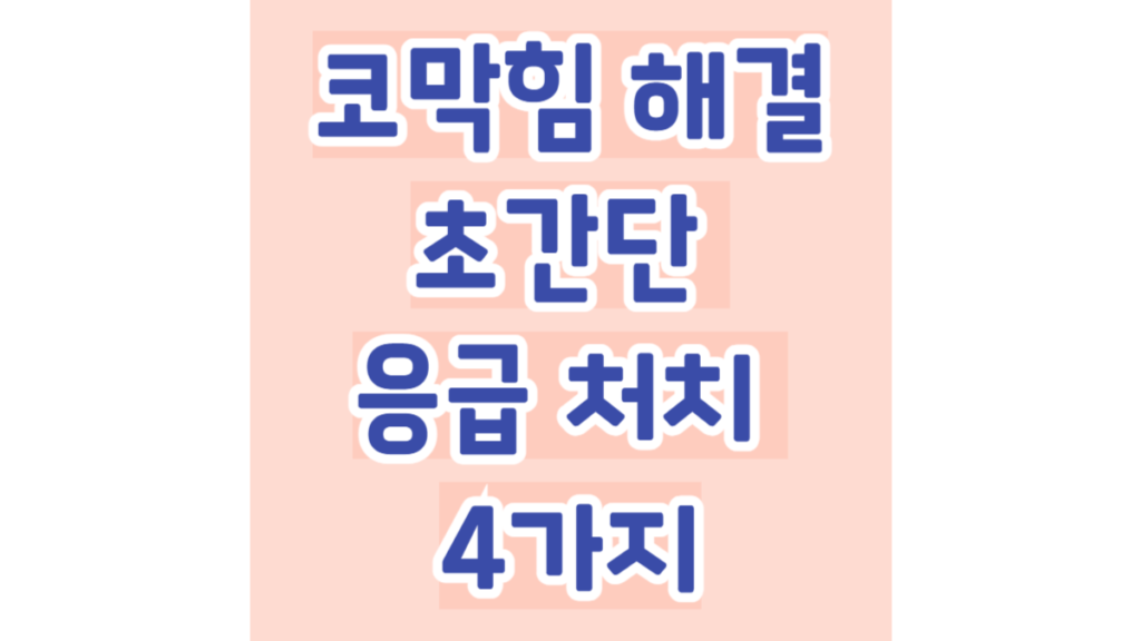 코막힘 해결 초간단 응급 처치 4가지
